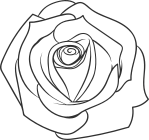 Rosenblüte in Strichzeichnung als Logo